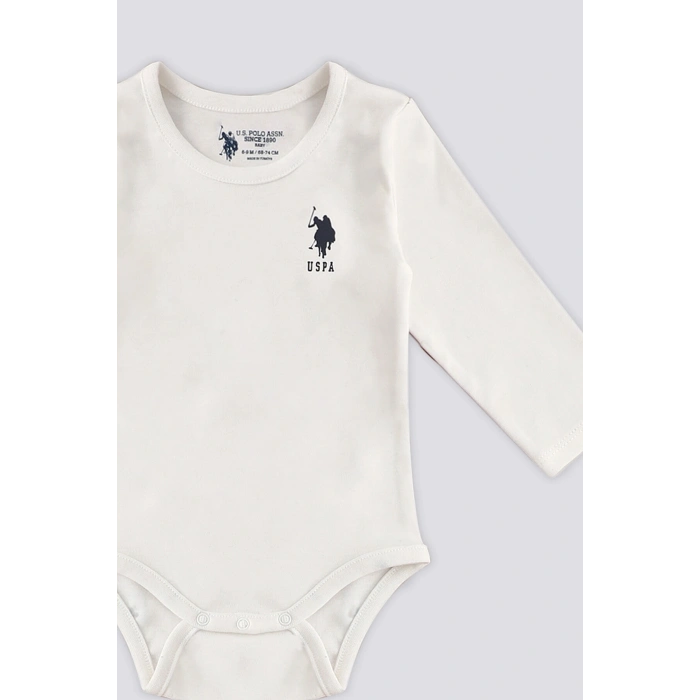 KIZ BEBEK 2 Lİ UZUN KOLLU BODY SET - KREM/DESENLİ