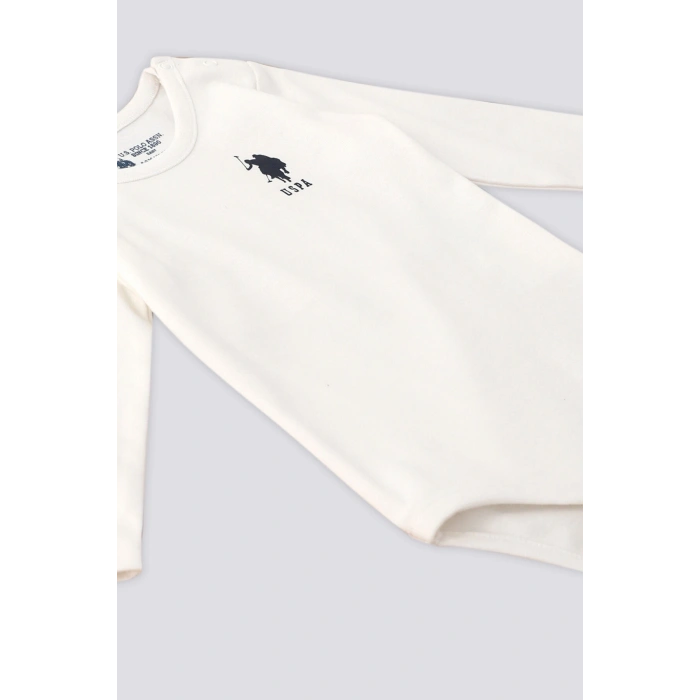 KIZ BEBEK 2 Lİ UZUN KOLLU BODY SET - KREM/DESENLİ