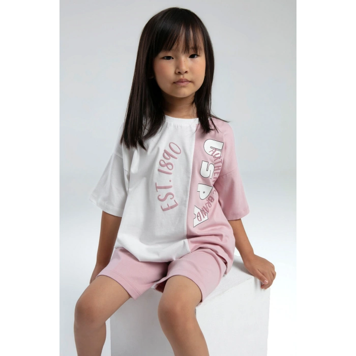 KIZ ÇOCUK BERMUDA TAKIM - SOFT PEMBE