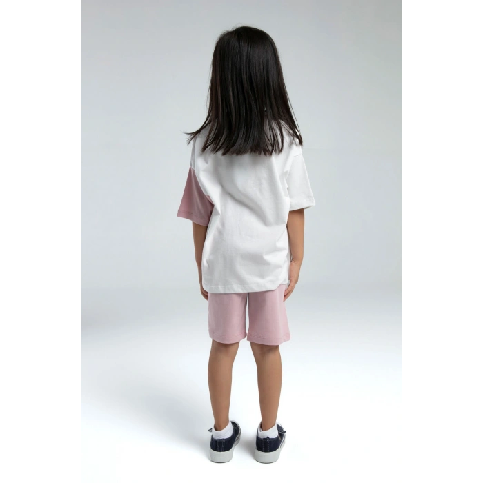KIZ ÇOCUK BERMUDA TAKIM - SOFT PEMBE