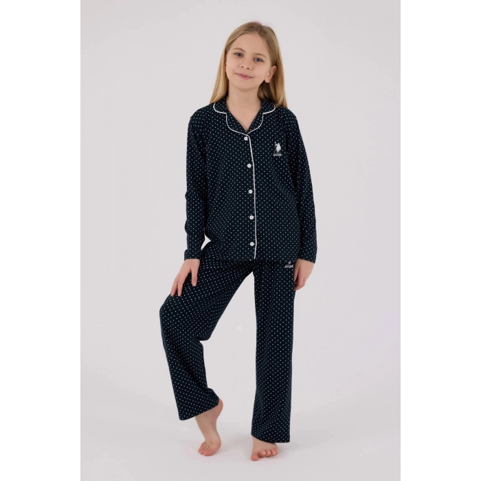 KIZ ÇOCUK GÖMLEK PİJAMA TAKIMI - LACİVERT