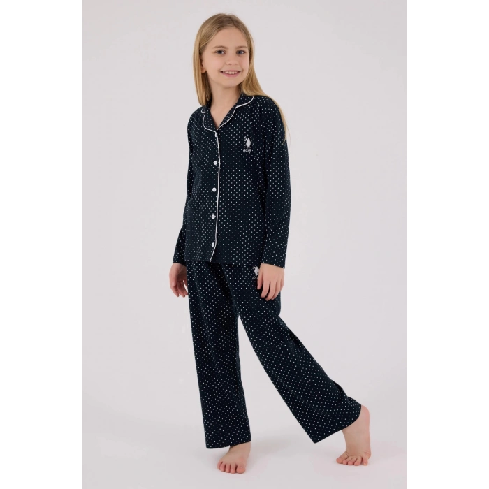 KIZ ÇOCUK GÖMLEK PİJAMA TAKIMI - LACİVERT