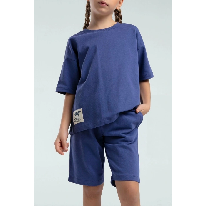 ANNE KIZ BERMUDA TAKIM - KOYU İNDİGO