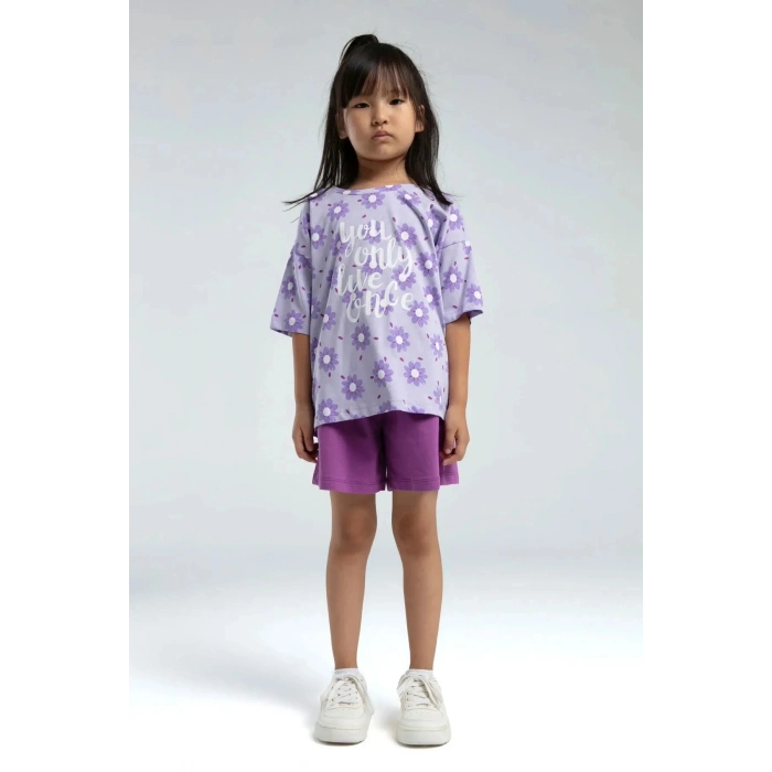 KIZ ÇOCUK ŞORT TAKIM - LİLA
