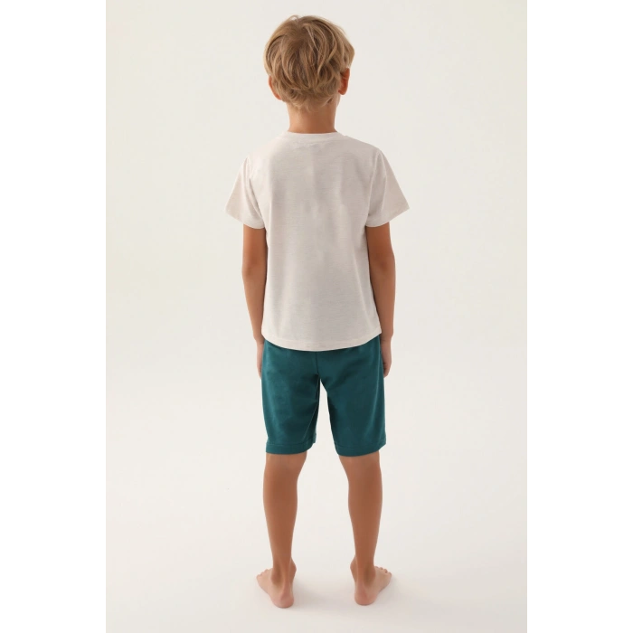 ARNETTA BABA OĞUL BERMUDA TAKIM - KREM MELANJ