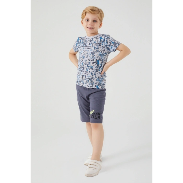 ERKEK ÇOCUK BERMUDA TAKIM - GRİ MELANJ