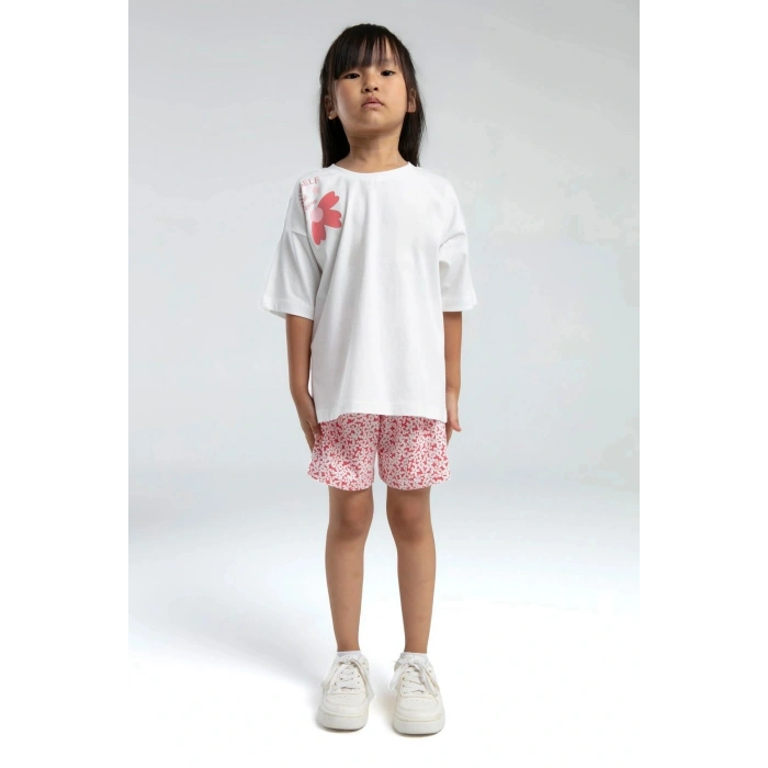 KIZ ÇOCUK ŞORT TAKIM - Beyaz