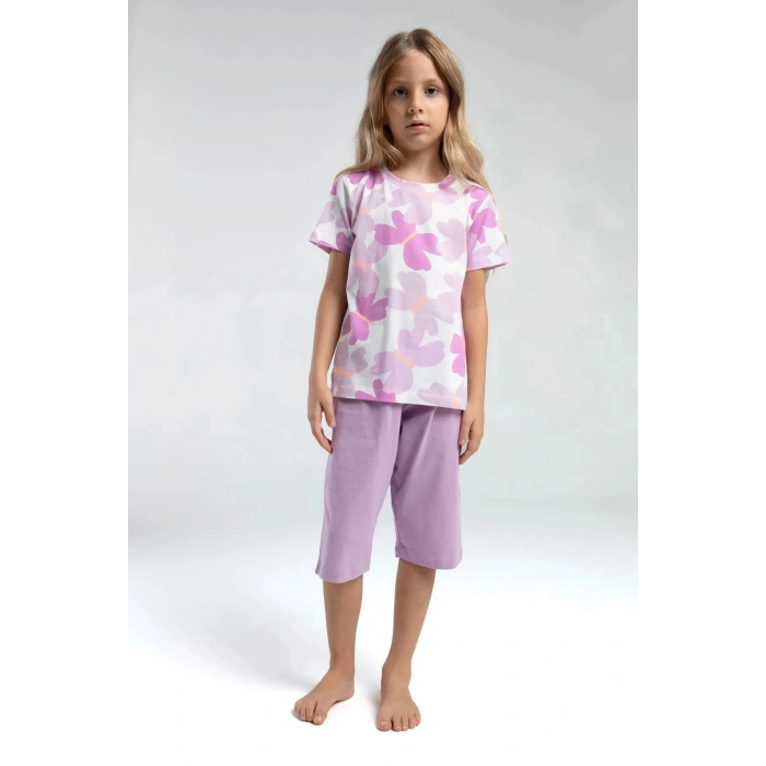 KIZ ÇOCUK KAPRİ TAKIM - BEYAZ /MAUVE