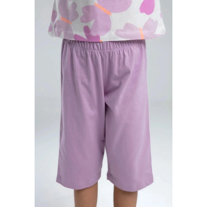 KIZ ÇOCUK KAPRİ TAKIM - BEYAZ /MAUVE