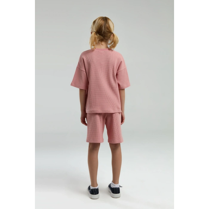 KIZ ÇOCUK BERMUDA TAKIM - RETRO PEMBE
