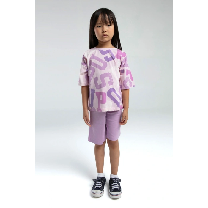 KIZ ÇOCUK BERMUDA TAKIM - TOZ PEMBE