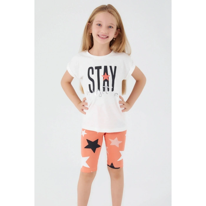 KIZ ÇOCUK BERMUDA TAYT TAKIM - BEYAZ