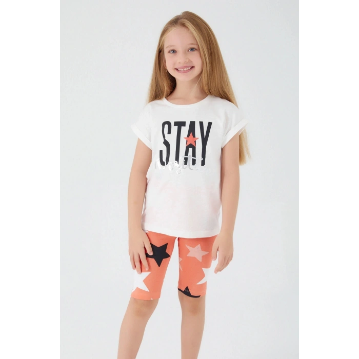 KIZ ÇOCUK BERMUDA TAYT TAKIM - BEYAZ