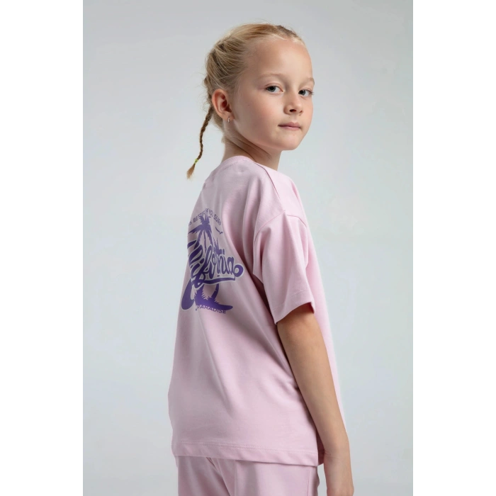 KIZ ÇOCUK BERMUDA TAKIM - TOZ PEMBE