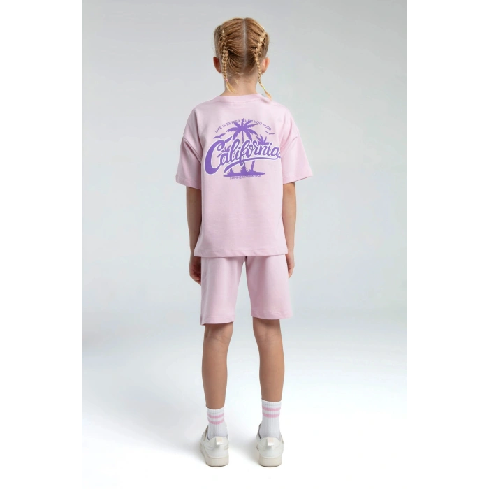 KIZ ÇOCUK BERMUDA TAKIM - TOZ PEMBE