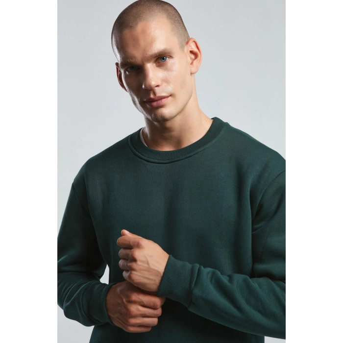 Benmanaj Erkek Beyaz Sweatshirt - Yeşil