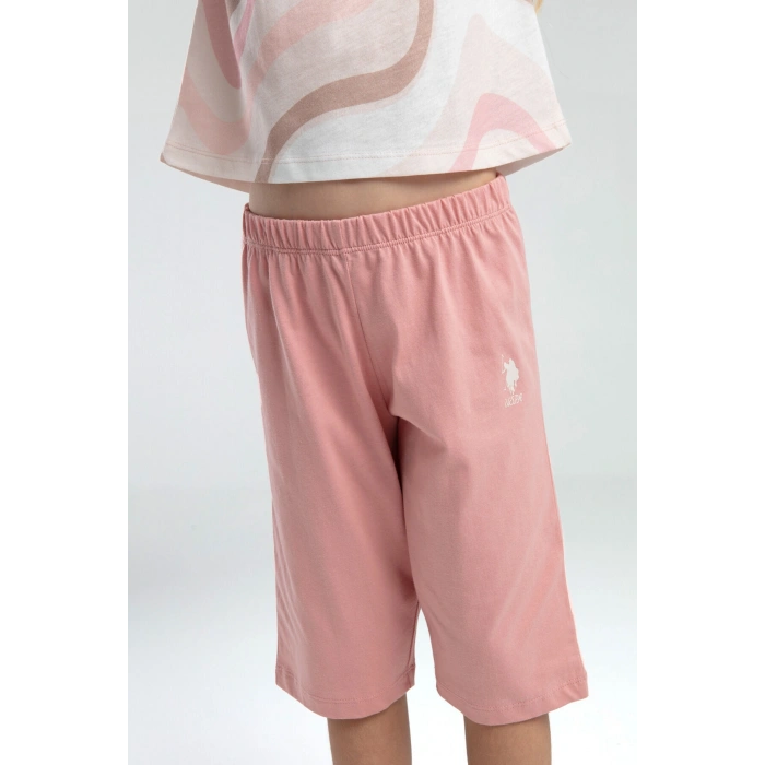 KIZ GARSON KAPRİ TAKIM - BEYAZ/SOMON