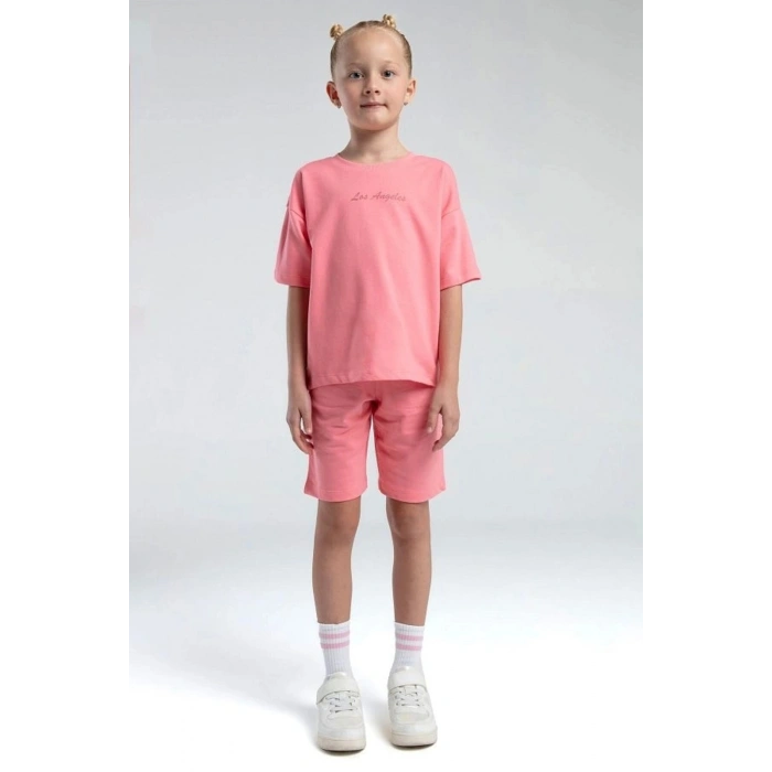 KIZ ÇOCUK BERMUDA TAKIM - NEON PEMBE