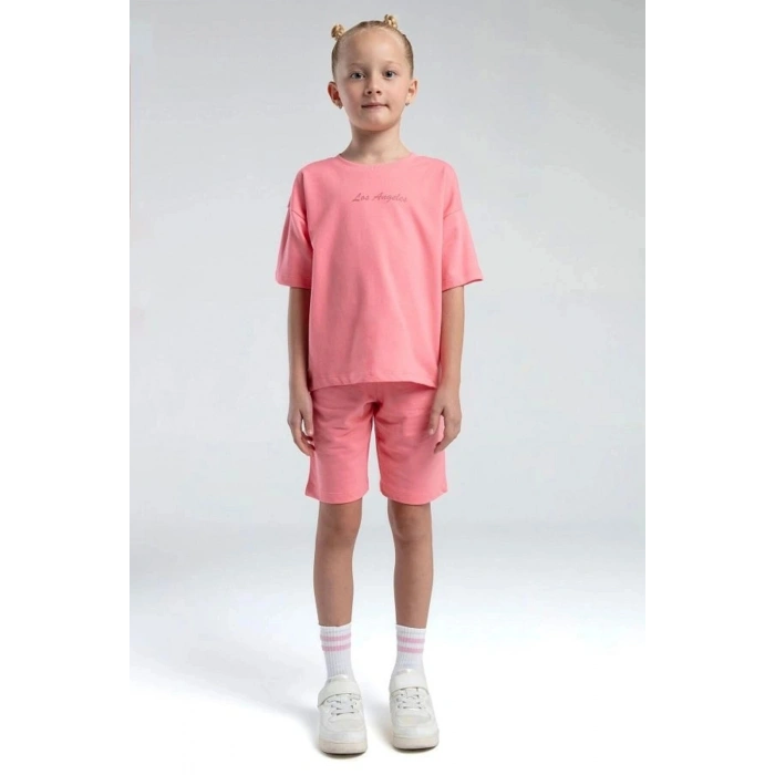 KIZ ÇOCUK BERMUDA TAKIM - NEON PEMBE