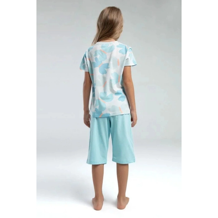 KIZ ÇOCUK KAPRİ TAKIM - BEYAZ/AÇIK MAVİ