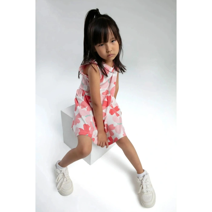 KIZ ÇOCUK ELBİSE - BEYAZ/CORAL