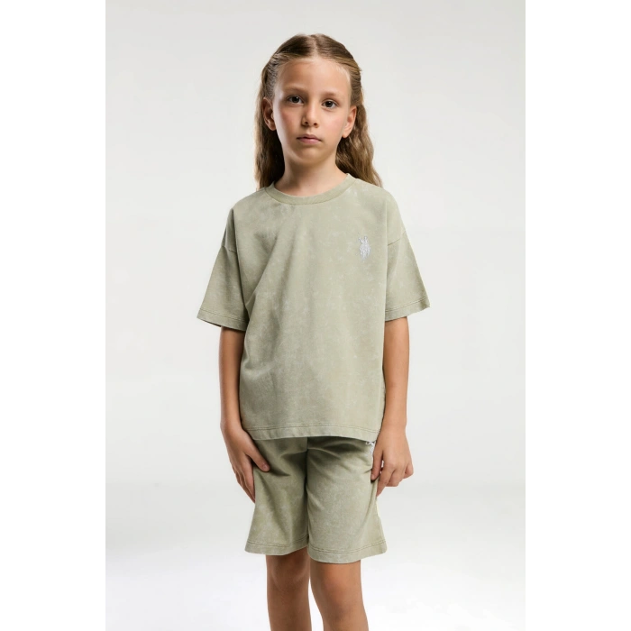 KIZ GARSON BERMUDA TAKIM - ÇAY YEŞİLİ