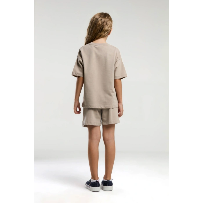 KIZ ÇOCUK ŞORT TAKIM - KUM
