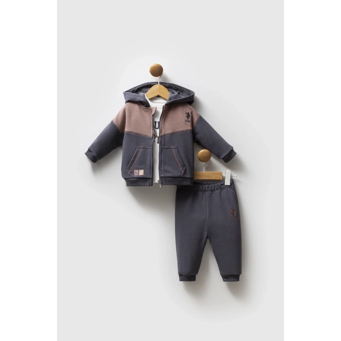 U.S.POLO ASSN ERKEK BEBEK 3LÜ TAKIM - FÜME