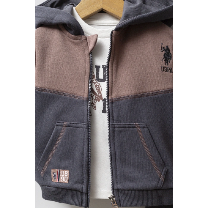 U.S.POLO ASSN ERKEK BEBEK 3LÜ TAKIM - FÜME