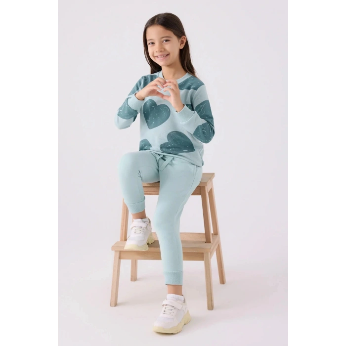 KIZ ÇOCUK EŞOFMAN TAKIM - SU YEŞİLİ