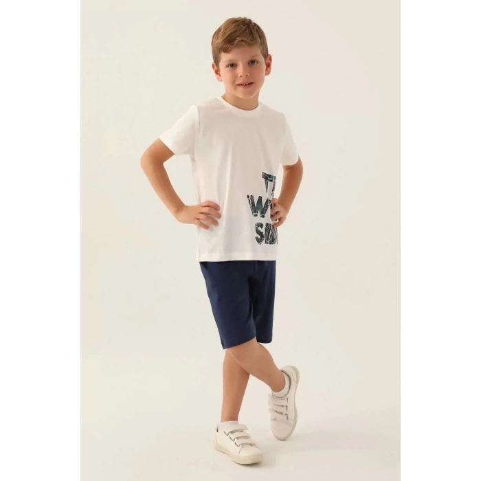 ERKEK ÇOCUK BERMUDA TAKIM - KREM MELANJ