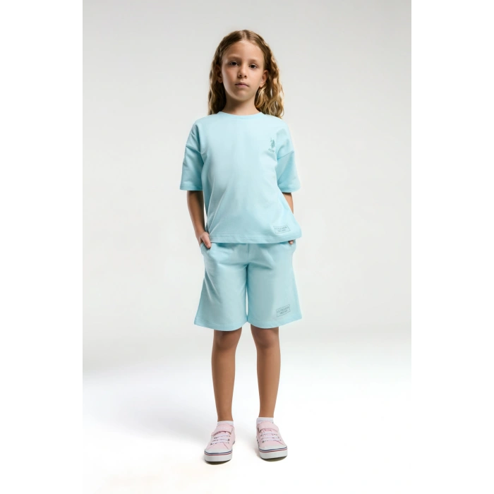 KIZ GARSON BERMUDA TAKIM - AÇIK MAVİ