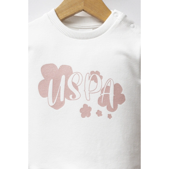 U.S.POLO ASSN KIZ BEBEK 2Lİ TAKIM - BEYAZ-PUDRA