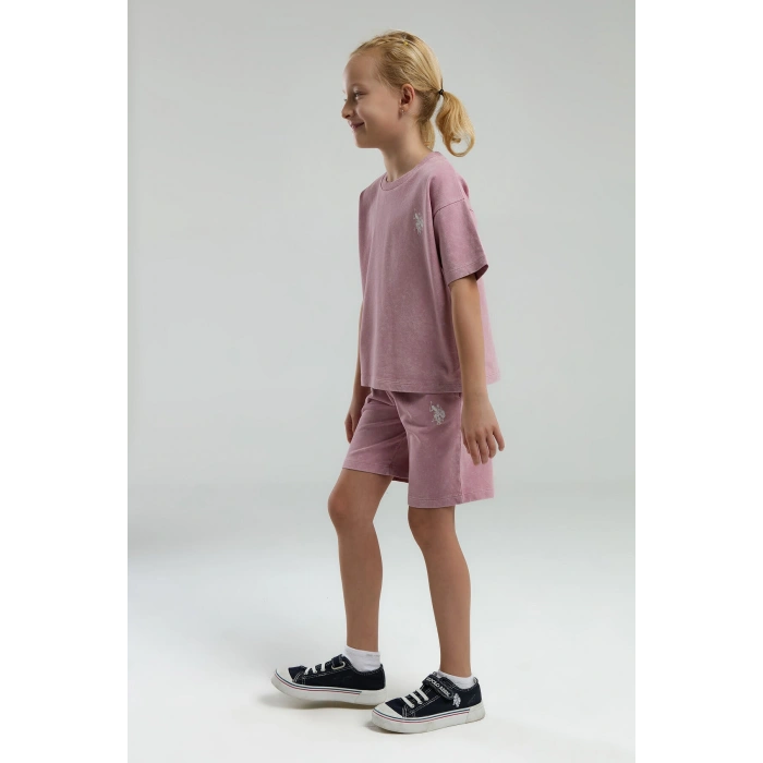 KIZ ÇOCUK BERMUDA TAKIM - GÜL KURUSU