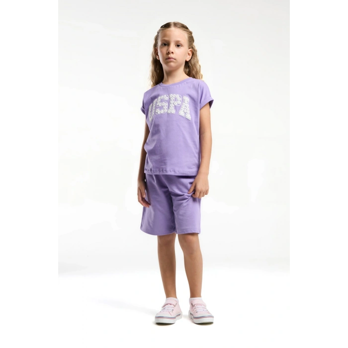 KIZ ÇOCUK BERMUDA TAKIM - KOYU LİLA