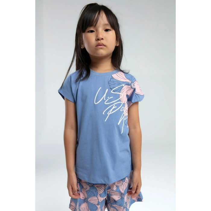 KIZ GARSON ŞORT TAKIM - AÇIK İNDİGO