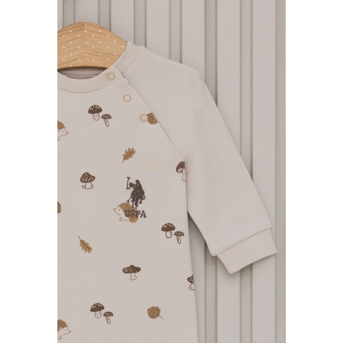 US POLO ERKEK BEBEK UZUN KOLLU PATİKSİZ TULUM - BEYAZ