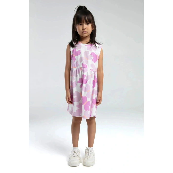 KIZ ÇOCUK ELBİSE - BEYAZ /MAUVE