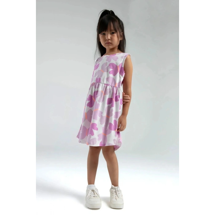 KIZ ÇOCUK ELBİSE - BEYAZ /MAUVE
