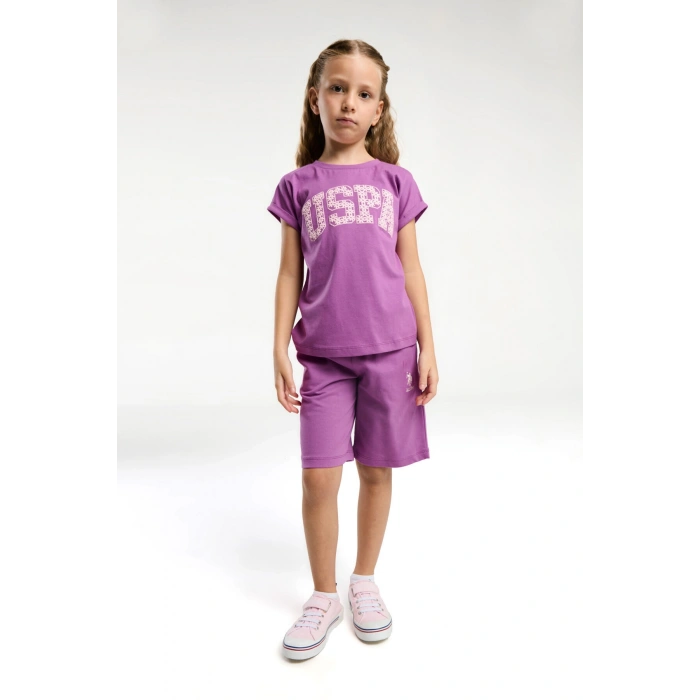 KIZ GARSON BERMUDA TAKIM - VİYOLET