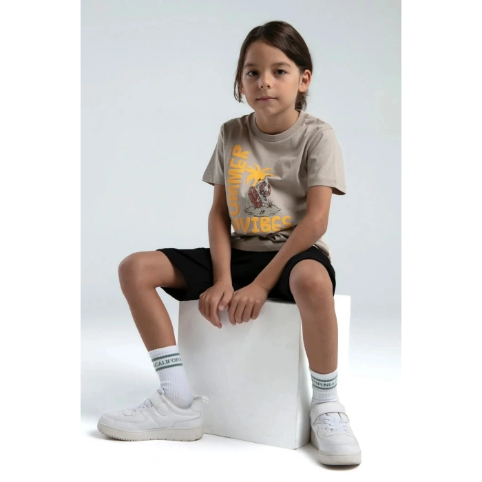 ERKEK ÇOCUK BERMUDA TAKIM - KUM