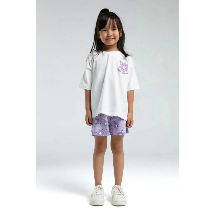 KIZ ÇOCUK ŞORT TAKIM - Beyaz