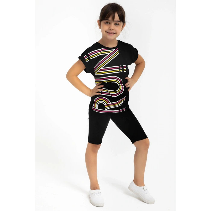 KIZ ÇOCUK BERMUDA TAYT TAKIM - SİYAH