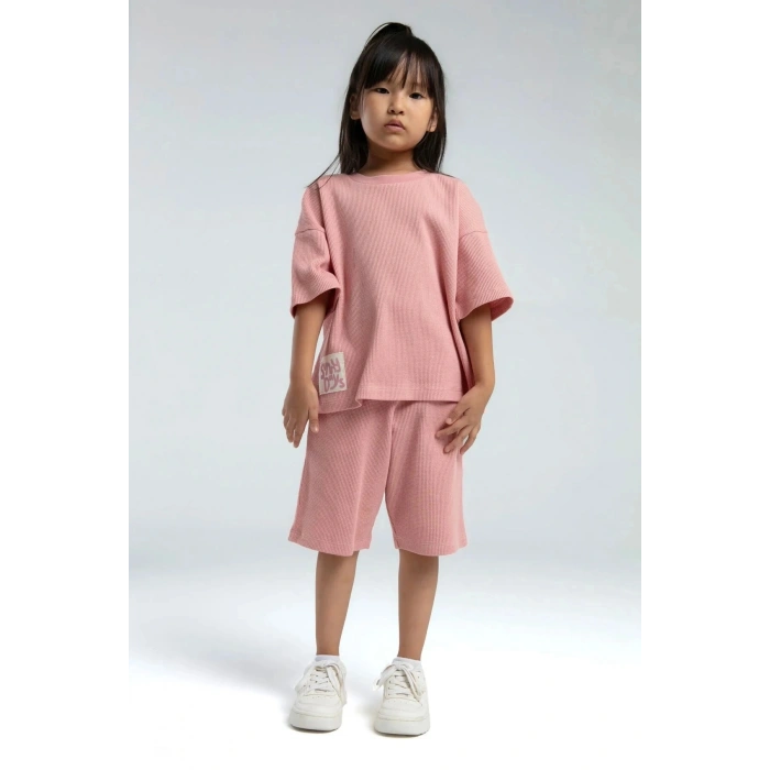 KIZ ÇOCUK BERMUDA TAKIM - RETRO PEMBE