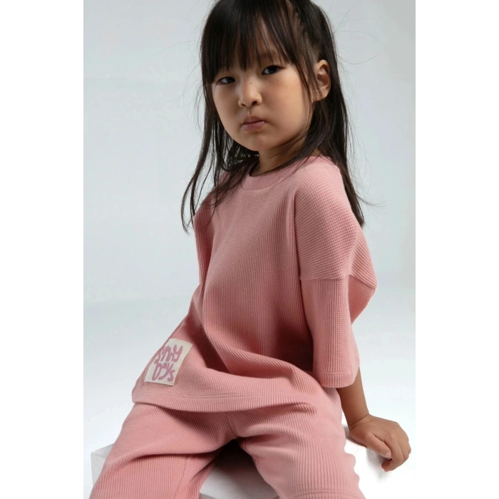 KIZ ÇOCUK BERMUDA TAKIM - RETRO PEMBE