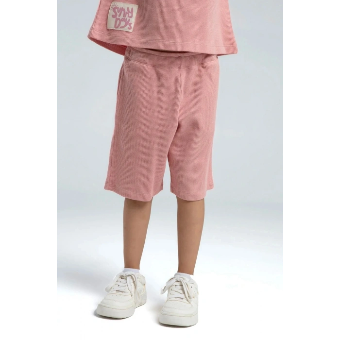 KIZ ÇOCUK BERMUDA TAKIM - RETRO PEMBE