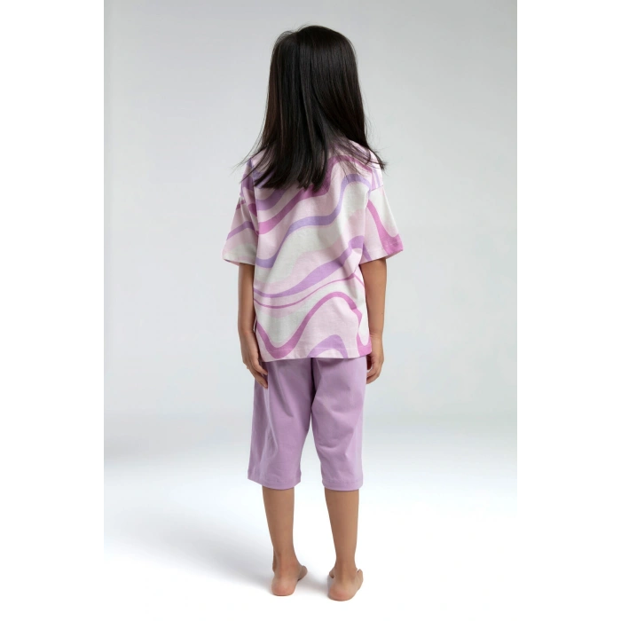 KIZ ÇOCUK KAPRİ TAKIM - KREM/TOZ PEMBE