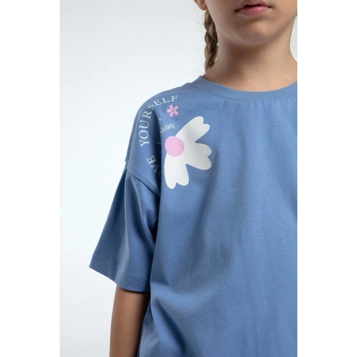 KIZ ÇOCUK ŞORT TAKIM - AÇIK İNDİGO