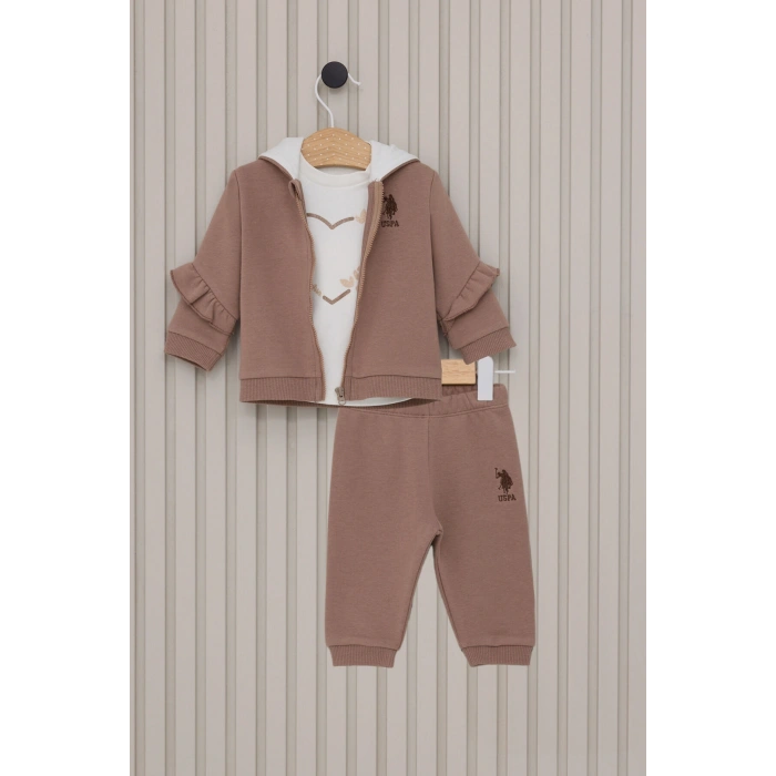 US POLO KIZ BEBEK 3LU TAKIM - VİZON