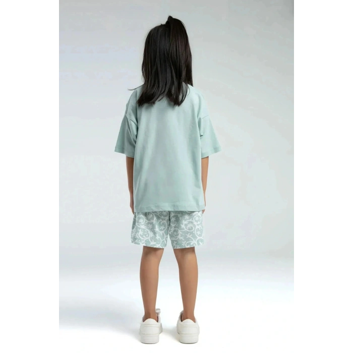ANNE KIZ ÇOCUK ŞORT TAKIM - SU YEŞİLİ